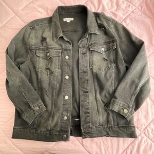 Dark Grey Oversized Distressed Demin Jacket